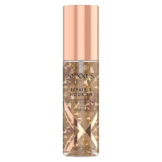 Nexxus Ultra Lightweight Hair Oil Repair & Nourish for Intense Nourishment with StyleProtect Technology & Rose of Jericho Oil 3.3 oz