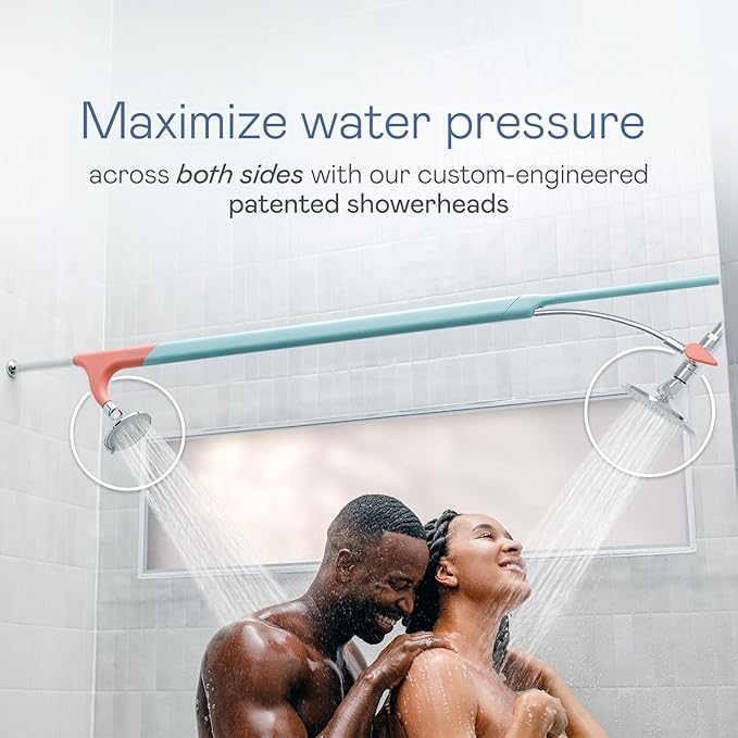 BOONA - The Original Tandem Shower | As Seen On Shark Tank | Double Shower Head for Couples, High Pressure Dual Shower Heads (One Showerhead, Retro Miami)