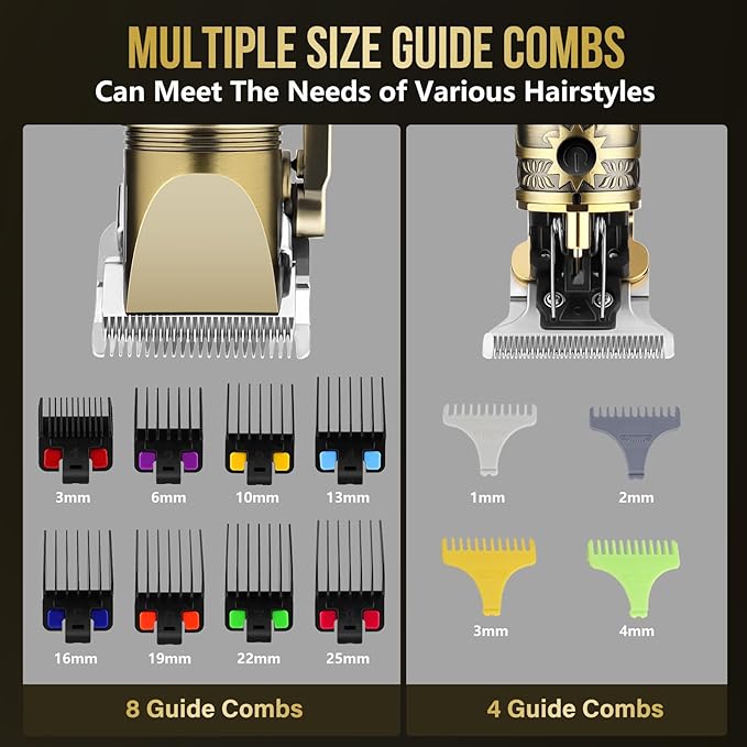 Professional Hair Clippers for Men T-Blade Barber Clippers and Trimmer Set Nose Hair Trimmer Foil Shavers for Men Clippers for Hair Cutting, LCD Display