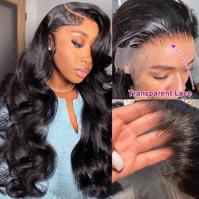 Natural Black Human Hair Wig Body Wave 13x6 Lace Front Wigs Human Hair Wigs For Black Women 22 Inch