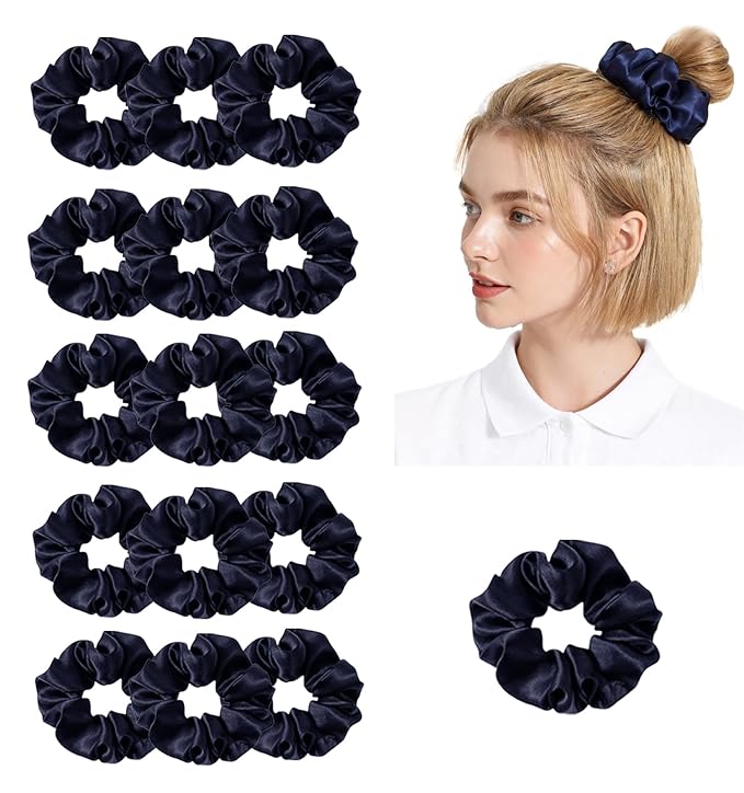 Womens Satin Scrunchies 16Pack Silk Scrunchy Silky Hair Ties Elastics Hairs Bow Hairtie Hairbands Ponytail Holder Accessory