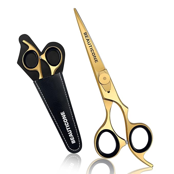 BEAUTICONE Hair Cutting Scissors, Professional 6.5" Barber Shears for Haircut Men/Women, Beard & Mustache Trimming Stainless Steel Hairdressing Scissors, Adjustable Screw