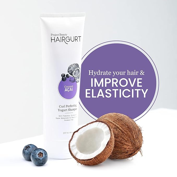 Coconut Acai Curl Perfecting Yogurt Shampoo – Enhances Curly & Wavy Hair – Sulfate-Free, Natural Formula, 8 oz