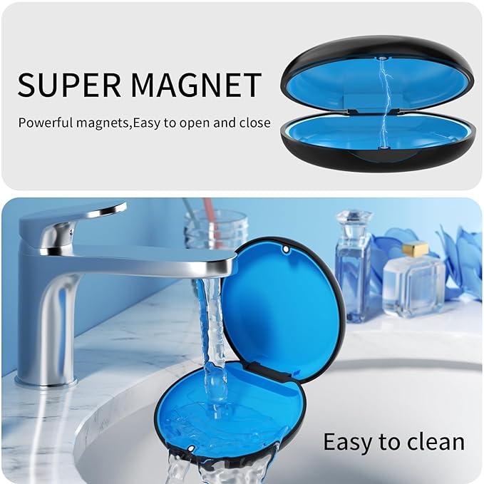 2 Pack Retainer Case, Compatible with Invisalign, Orthodontic Aligner Case with Removal Tool and Brush, Black