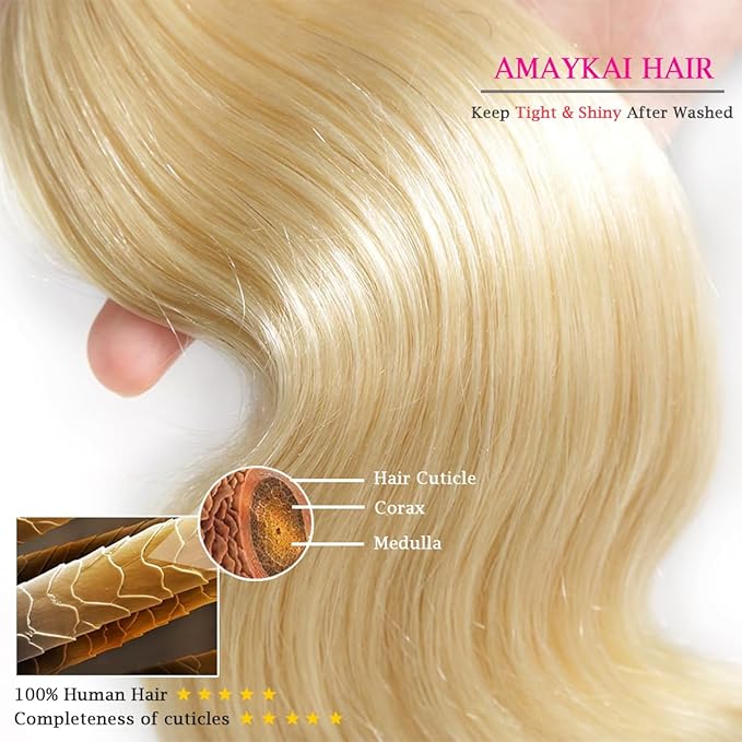 613 Body Wave Blonde Human Hair Single Bundle 18 Inch 100% Unprocessed Brazilian Virgin Remy Sew In Hair Extensions 100g Full and Thick Can Be Dyed Or Restyled
