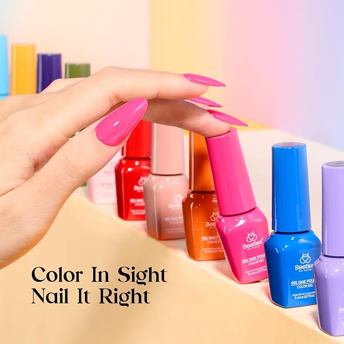 Beetles Gel Nail Polish Kit with U V Light - One Color One Bottle 35 Colors 68 Pcs Gel Polish Kit with Top Base Coat Beauty Must Have DIY Salon Set Seasonal Whispers Collection Gifts for Women Girls