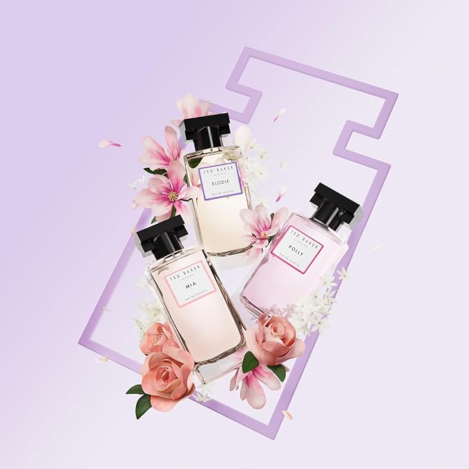 Ted Baker Floret Polly EDT, peach and mandarin top notes with jasmine and honeysuckle base notes, glass bottle, Polly fragrance, 1.69 fl oz