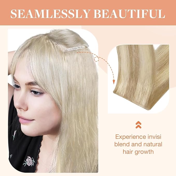 GOO GOO Invisi Edge Clip in Hair Extensions Set, 24inch 150g, 4pcs Injected Seamless PU Clip ins and 3pcs Classical PU Clip ins Virgin Real Human Hair, #P18A/613A