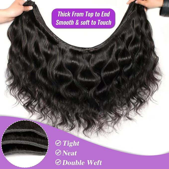 12A Human Hair Bundles Body Wave Bundles Human Hair 18 20 22 Inch 100% Unprocessed Brazilian Virgin Hair Body Wave 3 Bundles Deals Real Human Hair Extensions For Women Natural Black Color