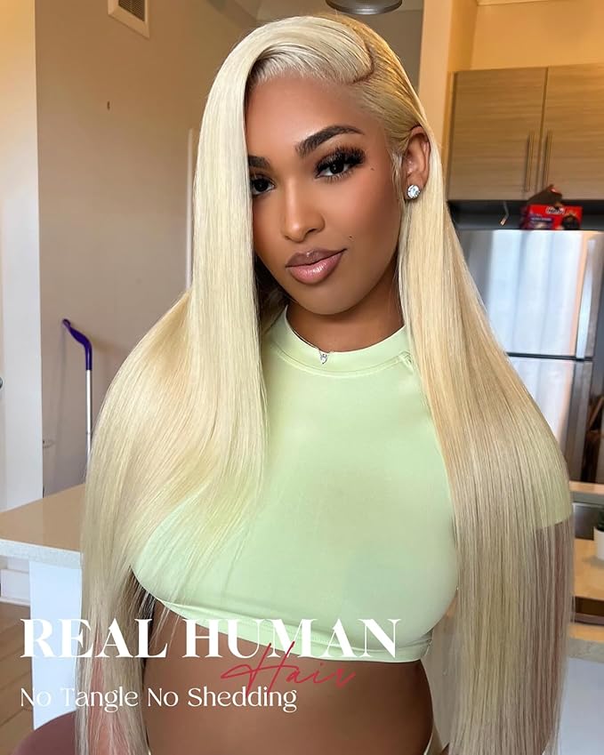Alididi 613 Lace Front Wig Human Hair 13x4 Blonde Straight Hd Transparent Lace Frontal Wigs Human Hair Pre Plucked With Baby Hair 180% Density Blonde Glueless Wigs Human Hair 26 Inch