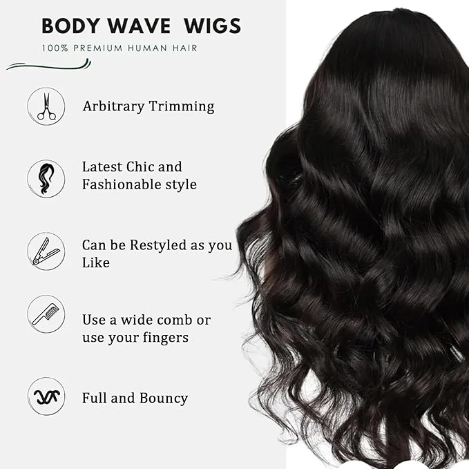13x6 Body Wave Lace Front Wigs Human Hair Wig 250 Density 15A Raw HD Lace Frontal Human Hair Wigs for Women 28 inch