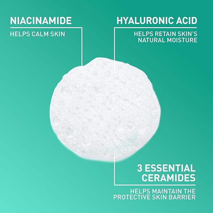 CeraVe Foaming Facial Cleanser, Daily Face Wash for Oily Skin, Hyaluronic Acid + Ceramides + Niacinamide, Fragrance Free & Paraben Free, Non-Drying Oil Control Face Wash, 16 Fluid Ounces