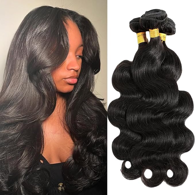 Body Wave 3 Bundles Human Hair 18 18 18 Inch 100% Brazilian Human Hair Bundles Weave Bundles Deals Real Human Hair Extensions Natural Black Color