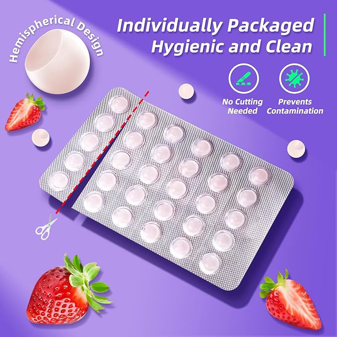 Orthodontic Wax for Braces - 240 Dental Wax Dots | Hygienic Individual Wraps, Strawberry
