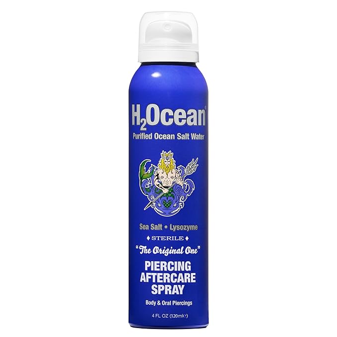 H2Ocean Piercing Aftercare Spray and Keloid Bump Removal– Sea Salt Spray for Body and Facial Piercings – Ear, Nose, Navel, Oral & Body Piercing Cleaner, Aftercare Solution for New Piercings– 4oz