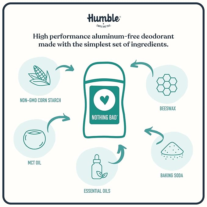 HUMBLE BRANDS Original Formula Aluminum-free Deodorant. Long Lasting Odor Control with Baking Soda and Essential Oils, Black Spruce Deodorant, 2.5 oz, 3 Pack
