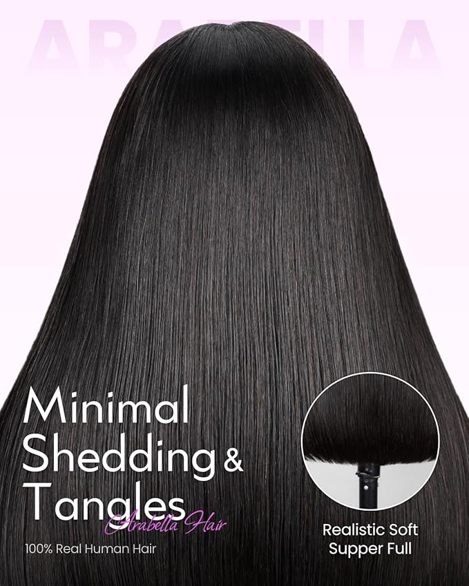 Arabella 13x4 Lace Front Wigs Human Hair Pre Plucked Pre Bleached Knots 12A Straight Lace Front Wigs Human Hair HD Lace Wig 230% Density Black Wig For Women(20 Inch 13x4 Natural Wig)