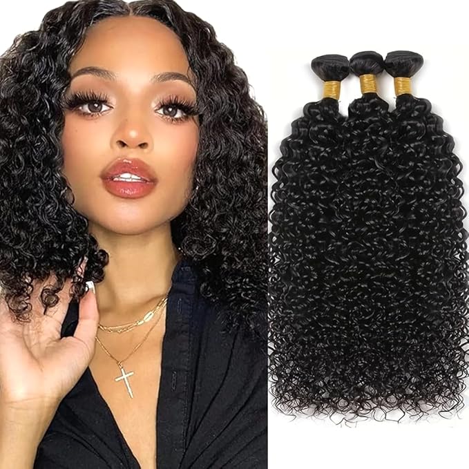 Kinky Curly Bundles Wet and Wavy Bundles Human Hair Curly Bundle 18 20 22 inch Brazilian Remy Natural Black Color 150g