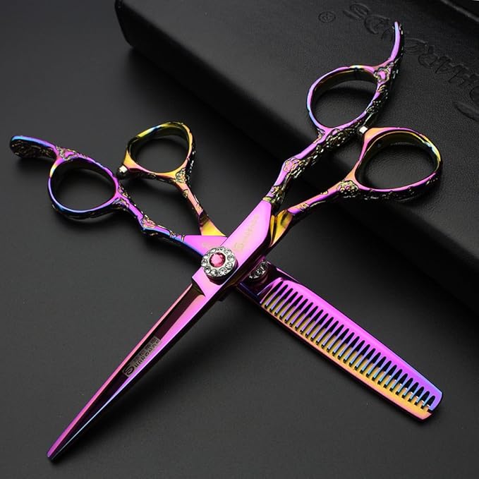 6/7/8 inch Cutting Thinning Styling Tool Rainbow Hair Scissors Professional Hairdresser Hairdresser Scissors Set (6-inch 2pc)