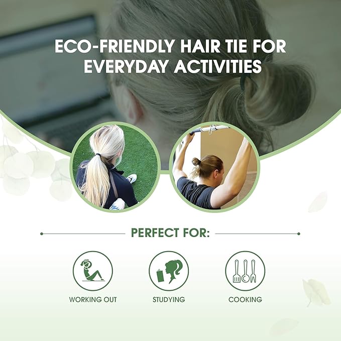 BIODEGRADABLE Elastic Hair Ties for Women & Men - Organic No Crease Blonde Hair Tie Ponytail Holders and Hairties for Buns - Plastic Free Hairbands for Women and Mens Hair - 5mm (27 count)