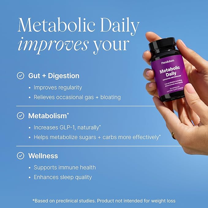 Pendulum Metabolic Daily - Multi-Strain Probiotic with Akkermansia muciniphila to Support Metabolism and Sustain Energy Levels - for Women and Men - 30 Capsules (1 Pack)