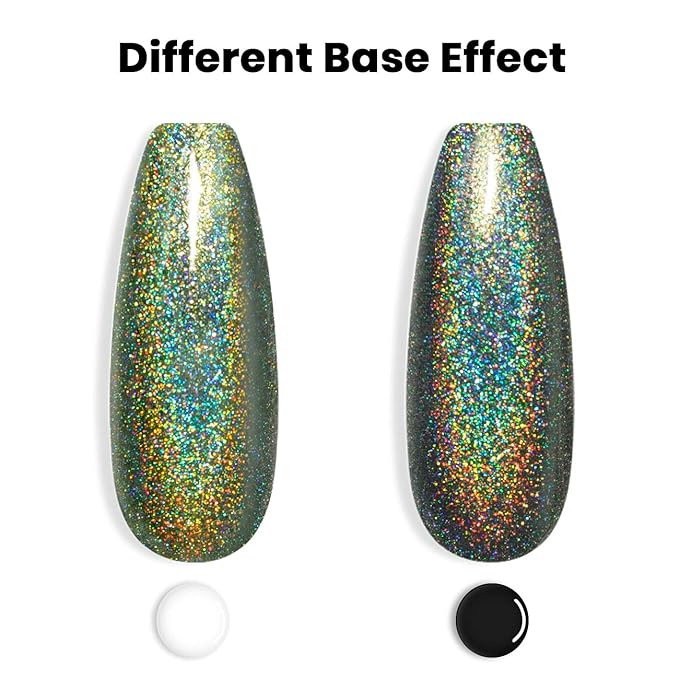 RARJSM Holographic Nail Polish Army Green Gel Nail Polish 7.5ML Gorgeous Glossy Hologram NailGel Curing Required Gel Polish Nail Art Manicure Salon DIY at Home