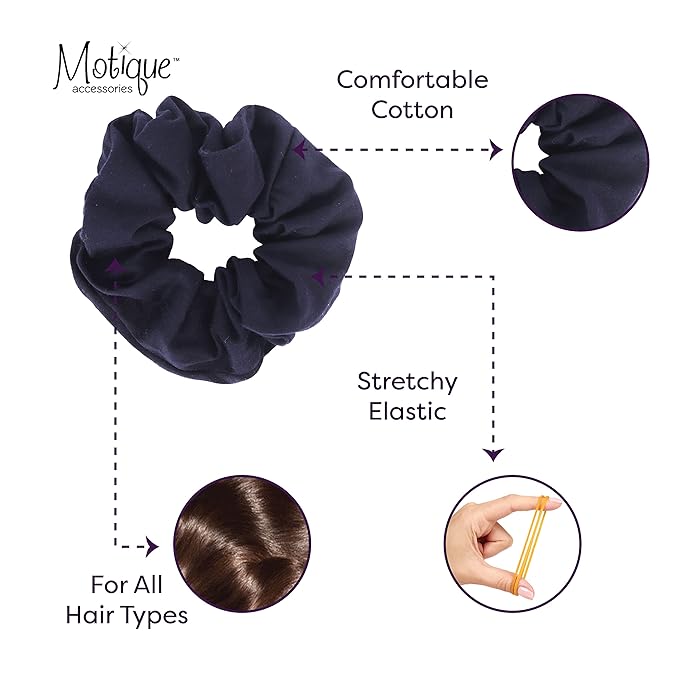 Jumbo Cotton Scrunchie Hair Tie - Navy