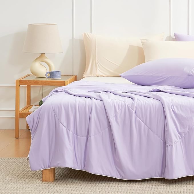 Cozy Bliss Cooling Comforter Queen Size, Cooling Blankets for Hot Sleepers and Night Sweats, Purple Summer Comforter for Queen Size Bed, Breathable Soft Lightweight Silk Smooth