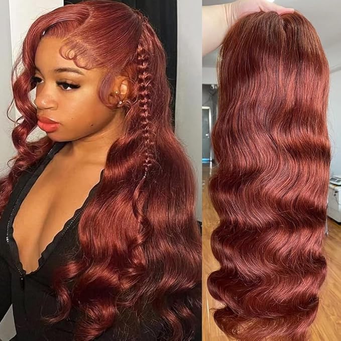 Reddish Brown Human Hair Wig Body Wave 13x6 Lace Front Wigs Human Hair Wigs For Black Women 30 Inch