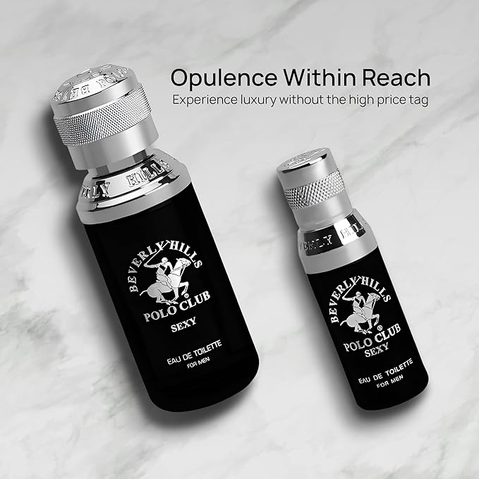 Beverly Hills Polo Club BHPC Men's Eau de Toilette Bonus Pack - Sexy Scent Cologne Gift Set (1.7 oz + 0.5 oz Travel Spray)