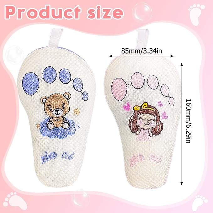 Baby and Kids Bath Loofah Sponge (2 Pack) Cute Foot-Shaped Child & Toddler Bath Exfoliating Body Scrubber luffa Sponge.Bath Sponge Specially Designed for Infants, Women, Boys, and Girls