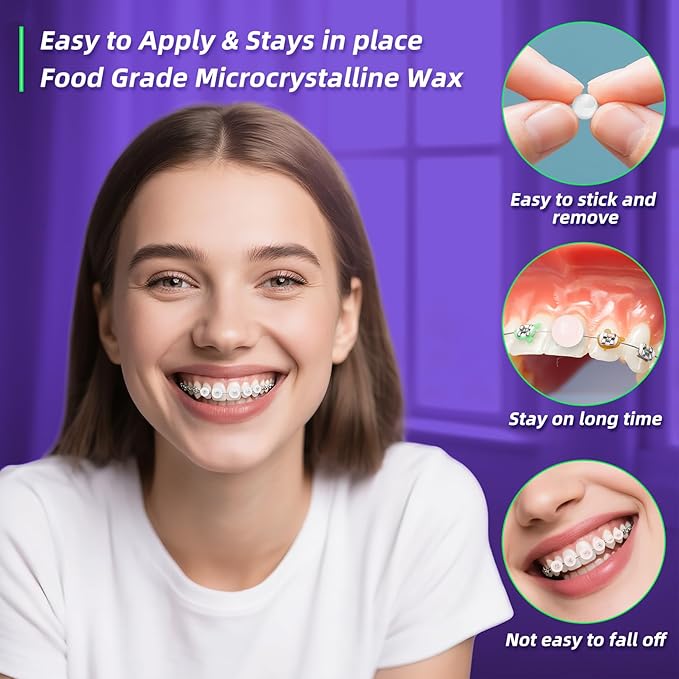 Orthodontic Wax for Braces - 240 Dental Wax Dots | Hygienic Individual Wraps, Mint Flavor