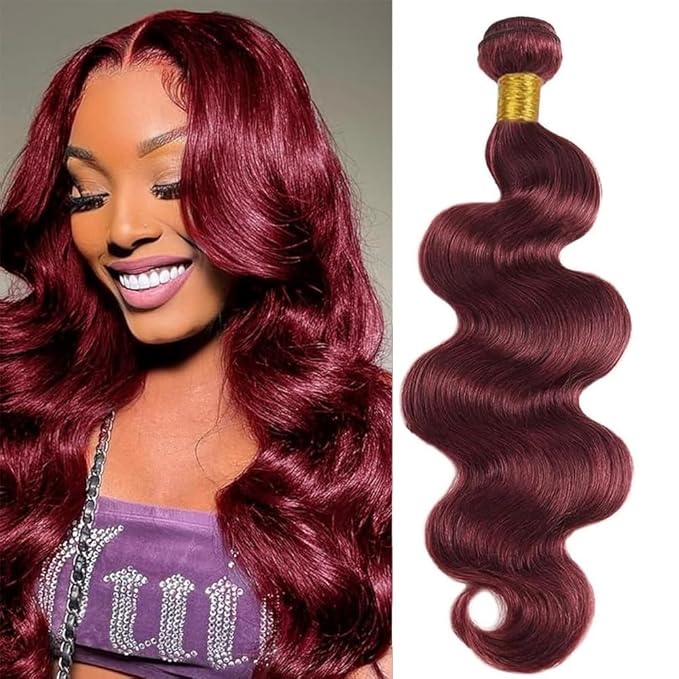 99J Burgundy Human Hair Bundles Body Wave 16 Inch 12A Wine Red Double Weft Brazilian Bundles Human Hair Extensions 1 Pack