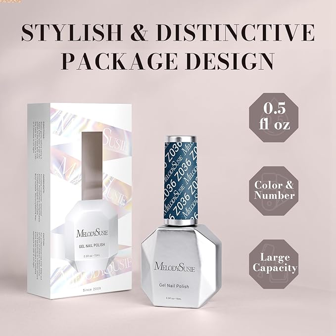 MelodySusie Blue Glitter Gel Nail Polish,0.5fl oz Nails Soak Off UV LED Blue Shimmer Gel Polish Gift for Women Nail Art Manicure Salon DIY Nail Design Decoration at Home-z036-A2104