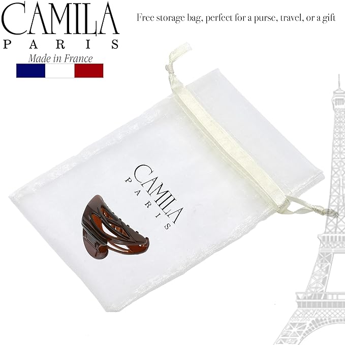 Camila Paris CP3437 French Hair Clip for Women, Small Dolphin Brown, Girls Hair Claw Clips Jaw Fashion Durable and Styling Hair Accessories for Women, Strong Hold No Slip Grip Made in France