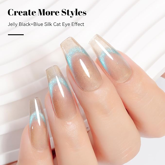YTD Likomey Crystal Cat Eye Gel Nail Polish,15ml Gray Blue Magnetic Shimmer Shimmer Glitter Translucent Jelly Shiny Salon Home Fall Winter UV Varnish with Magnet Stick,HEMA Free TPO Free,MY515