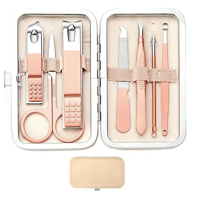 Manicure Set Stocking Stuffers for Women Men Nail Clipper Set Stainless Steel Toe Finger Nail Clippers Personal Care Tool with Travel Case Manicure Pedicure Tool Women Men Christmas Gifts Grooming Kit