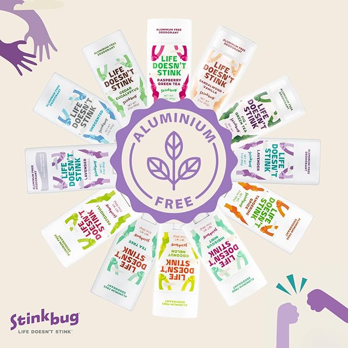 Stinkbug Naturals Organic Aluminum Free Travel Size Deodorant Stick with Tea Tree, Coconut Oil, Paraben Free, Sensitive Skin Deodorant, 0.75 Ounce Pack of 6