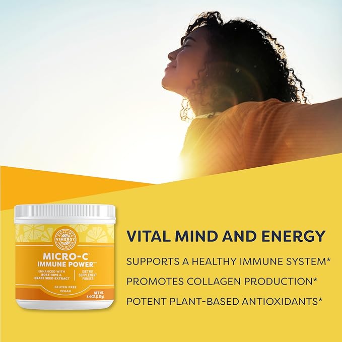 Vimergy Micro-C Immune Power TM* - Travel Size, 34 2000mg Servings – Gentle Form – Antioxidant Phytonutrients – Immune & Nerve Support – Benefits Bone & Cartilage – Gluten-Free, Kosher, Vegan (125g)