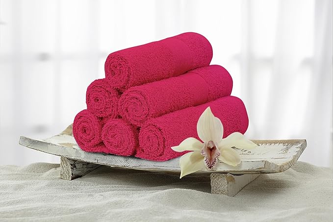 Premium Wash Cloths Pack of 12 (13" x 13") 100% Ring Spun Cotton | Luxury Washcloths | Ultra Soft Face Towels | Highly Absorbent Wash Cloths for face (Raspberry)