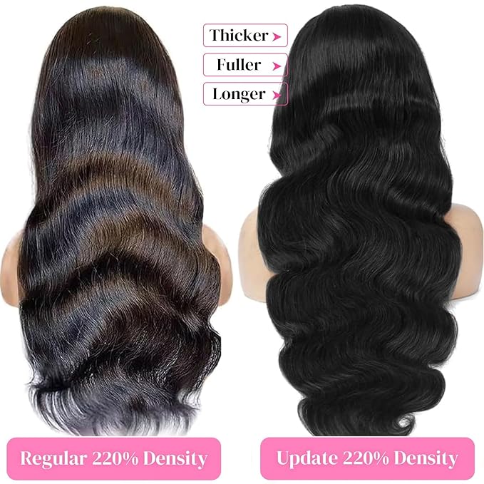 26 Inch 13x6 Lace Front Wigs Human Hair 200% Density Body Wave HD Lace Front Wigs Human Hair Pre Plucked Tangle-free Glueless 13x6 Virgin Human Wig for Women Daily
