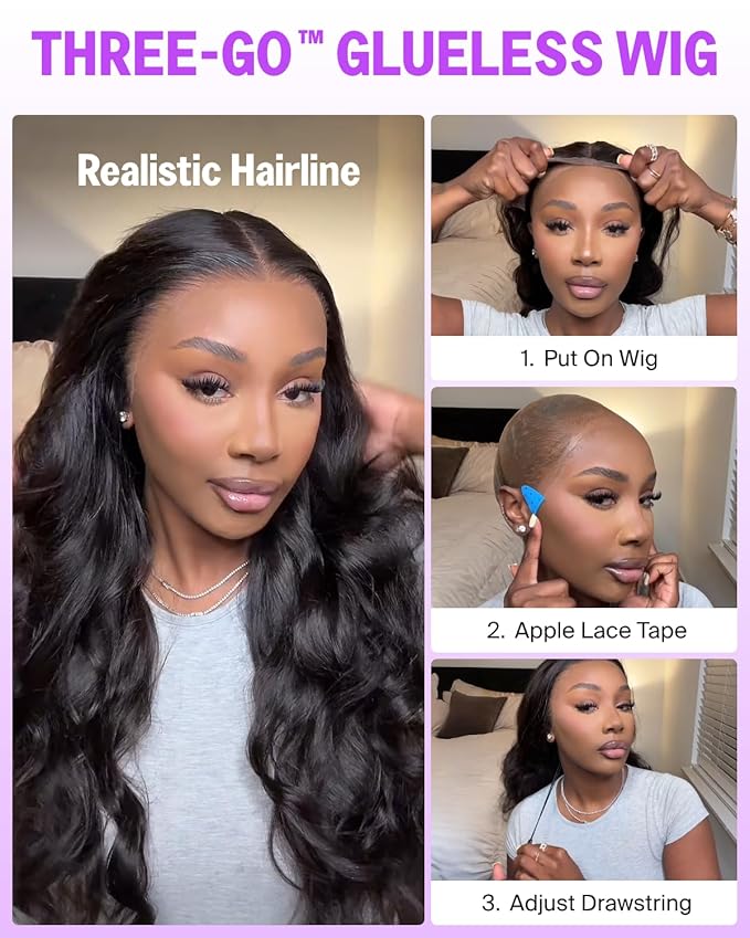 Glueless 13x6 Body Wave Lace Front Wigs Human Hair Pre Plucked Pre Cut Ear-To-Ear Frontal Wigs Human Hair 220% Density Wear and Go Glueless Drawstring Wig Human Hair 20 Inch