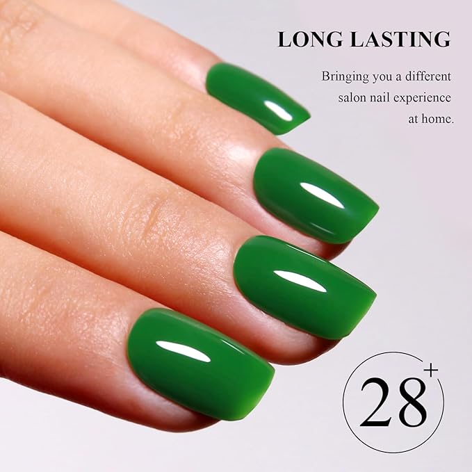 Imtiti Green Gel Nail Polish - 1Pc UV LED Soak Off Gel, Long Lasting Dark Emerald Green Nail Polish, DIY Nail Art at Home (10ml / 0.34 fl oz-1908)