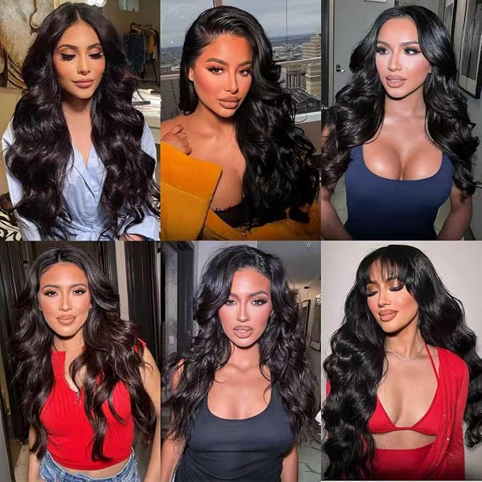 12A Body Wave Human Hair Bundles 16 18 20 Inch 100% Unprocessed Brazilian Virgin Hair Weave 3 Bundles Wavy Human Hair Bundles Natural Black