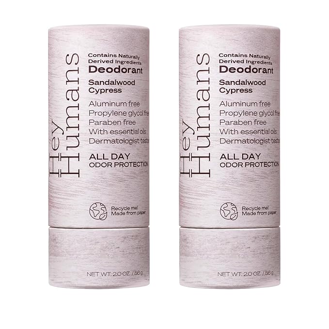 Hey Humans Deodorant, Aluminum Free Deodorant for Women and Men, Contains Naturally Derived Ingredients, All Day Odor Control, Refreshing Deodorant Essential Oils, Sandalwood Cypress