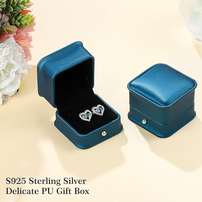 Iefil Christmas Gifts for Women Wife - 925 Sterling Silver Birthstone Earrings, Anniversary Birthday Gifts for Women Wife Girlfriend Mom