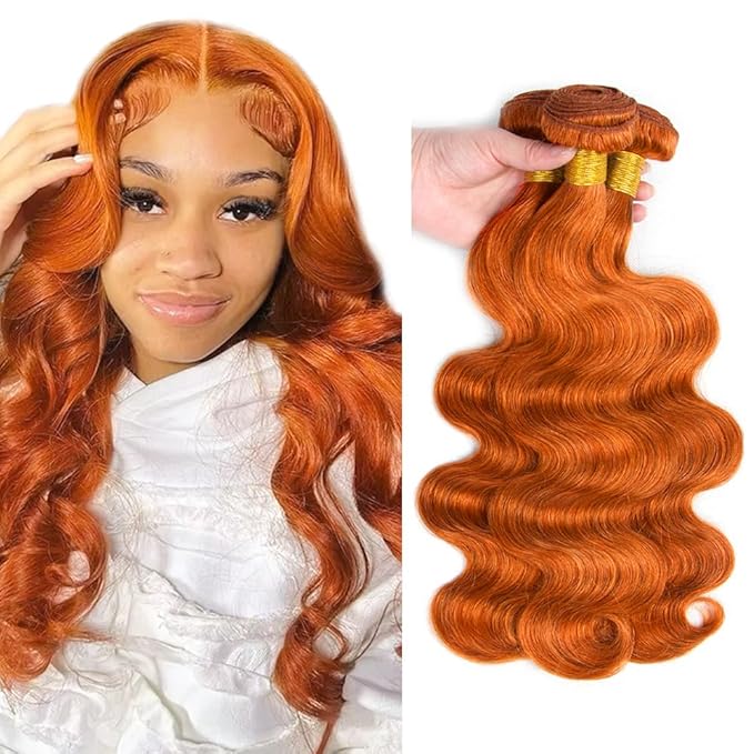 22 24 26 inch WuvuSnm 350 Human Hair Bundles Ginger Body Wave Bundles Orange Body Wave Bundle