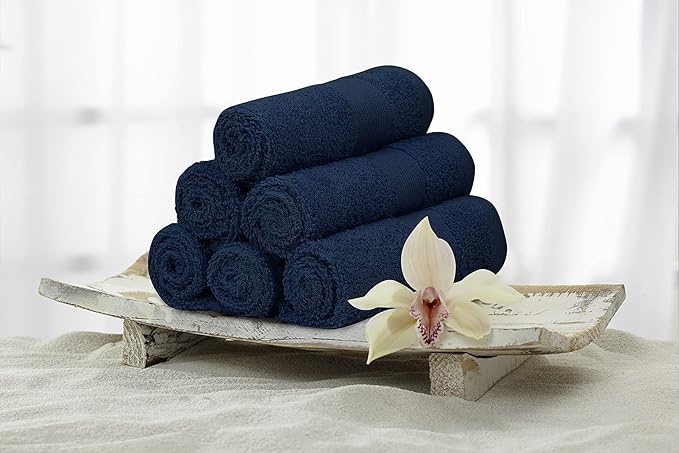Premium Wash Cloths Pack of 12 (13" x 13") 100% Ring Spun Cotton | Luxury Washcloths | Ultra Soft Face Towels | Highly Absorbent Wash Cloths for face (Navy Blue)
