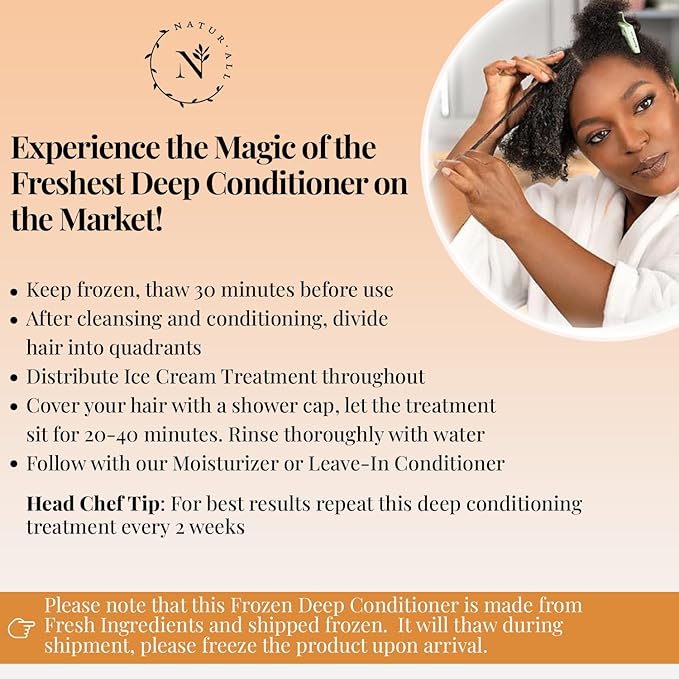 NaturAll 4 Oz. Hair Mask for Damaged Hair and Growth - Ice Cream Treatment Conditioner for All Hair Types (Jamaican Black Castor Oil & Carrot) for Men & Women