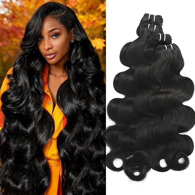 Body Wave Bundles Human Hair 24 26 28 30 Inch 12A Brazilian Hair Body Wave 4 Bundles 100% Unprocessed Virgin Remy Hair Natural Color for Black Women